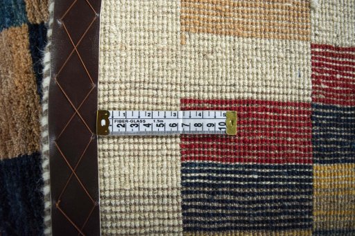 Close-up detail of New Persian Gabbeh rug from Iran / Persia showing Wool weave