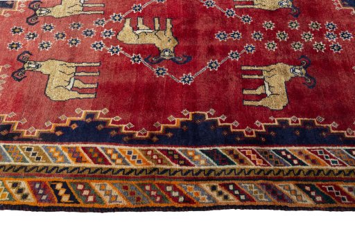 Close-up detail of 2000s Persian Gabbeh rug from Iran / Persia showing Wool weave