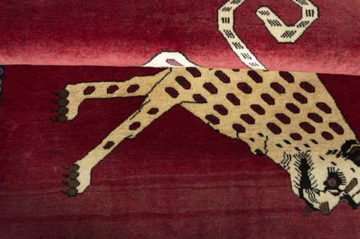 Full view of 2000s Persian Gabbeh rug from Iran / Persia, 140 × 90 cm in Red tones