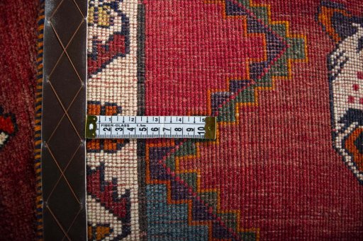 Close-up detail of 2000s Persian Gabbeh rug from Iran / Persia showing Wool weave