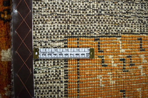 Close-up detail of 2000s Persian Gabbeh rug from Iran / Persia showing Wool weave