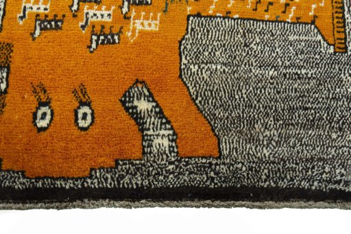 Central medallion detail of 2000s Persian Gabbeh rug from Iran / Persia