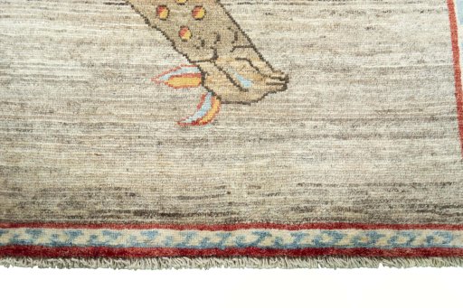 Central medallion detail of 2000s Persian Gabbeh rug from Iran / Persia