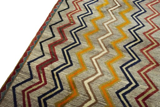 Close-up detail of 2000s Persian Gabbeh rug from Iran / Persia showing Wool weave
