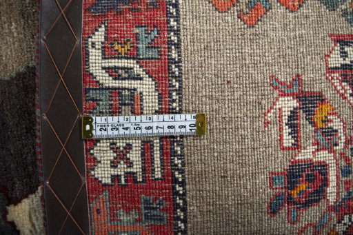 Close-up detail of 2000s Persian Gabbeh rug from Iran / Persia showing Wool weave