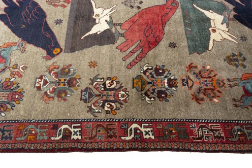 Close-up detail of 2000s Persian Gabbeh rug from Iran / Persia showing Wool weave