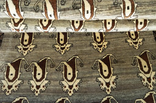 Close-up detail of 2000s Persian Gabbeh rug from Iran / Persia showing Wool weave