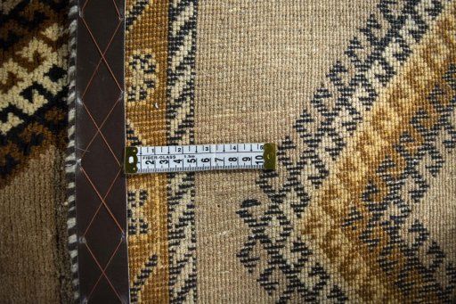 Close-up detail of 2000s Persian Gabbeh rug from Iran / Persia showing Wool weave