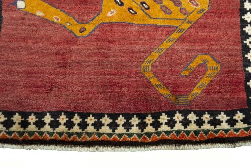 Central medallion detail of 2000s Persian Gabbeh rug from Iran / Persia