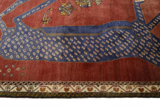 Close-up detail of 2000s Persian Gabbeh rug from Iran / Persia showing Wool weave