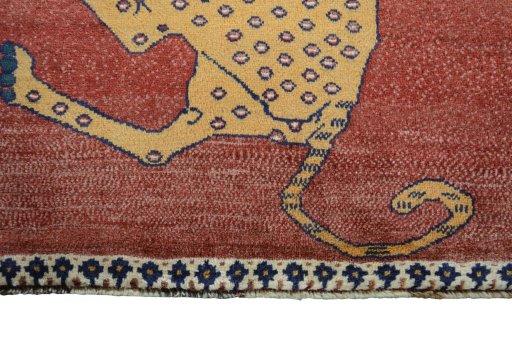 Central medallion detail of 2000s Persian Gabbeh rug from Iran / Persia