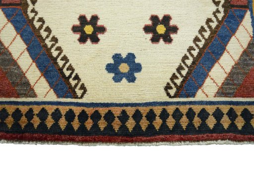 Central medallion detail of 2000s Persian Gabbeh rug from Iran / Persia