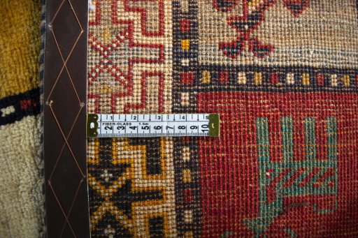 Close-up detail of 2000s Persian Gabbeh rug from Iran / Persia showing Wool weave