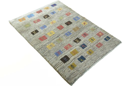 Close-up detail of New Persian Gabbeh rug from Iran / Persia showing Wool weave