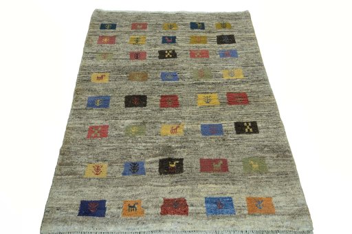 Surface texture of New Persian Gabbeh rug with natural Wool and intricate pattern