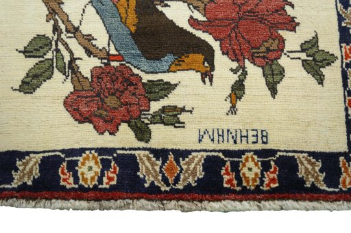 Central medallion detail of 2000s Persian Gabbeh rug from Iran / Persia