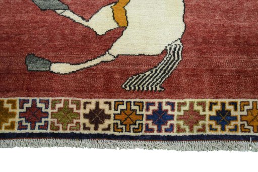 Central medallion detail of 2000s Persian Gabbeh rug from Iran / Persia