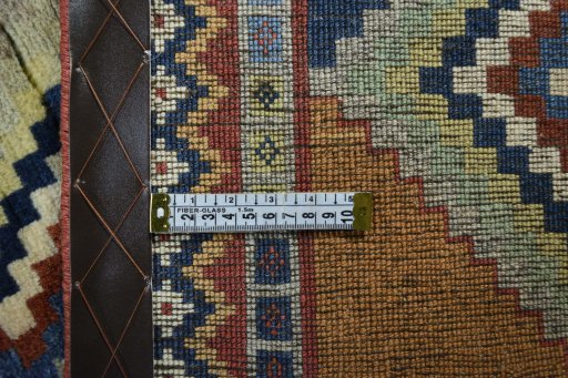 Close-up detail of 2000s Persian Gabbeh rug from Iran / Persia showing Wool weave