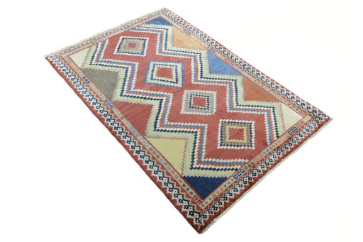 Close-up detail of 2000s Persian Gabbeh rug from Iran / Persia showing Wool weave