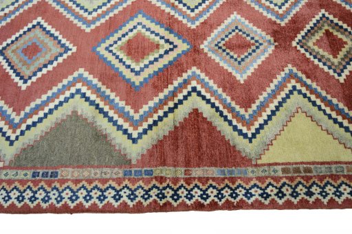 Close-up detail of 2000s Persian Gabbeh rug from Iran / Persia showing Wool weave