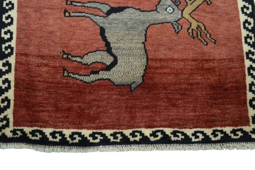 Central medallion detail of 2000s Persian Gabbeh rug from Iran / Persia