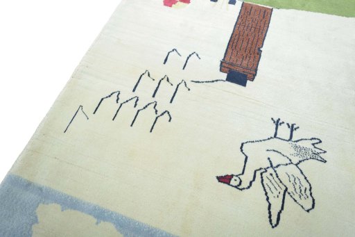 Backside of handmade 2000s Persian Gabbeh rug showing knot structure and weave density