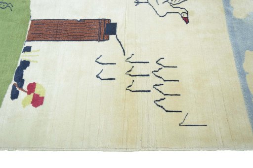 Close-up detail of 2000s Persian Gabbeh rug from Iran / Persia showing Wool weave
