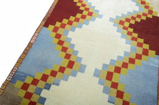 Backside of handmade 2000s Persian Gabbeh rug showing knot structure and weave density