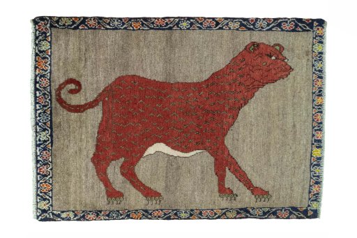 Full view of 2000s Persian Gabbeh rug from Iran / Persia, 115 × 82 cm in Brown tones
