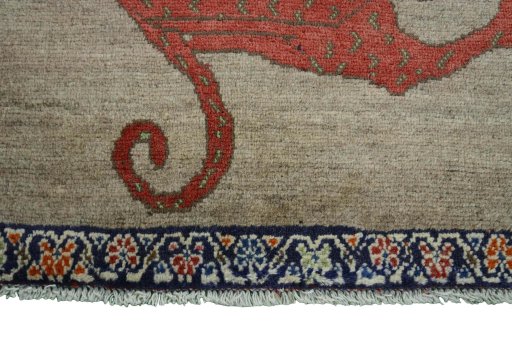 Central medallion detail of 2000s Persian Gabbeh rug from Iran / Persia