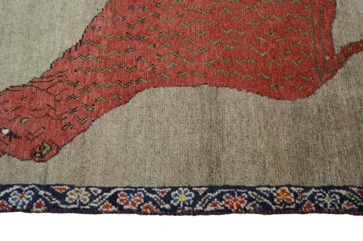 Close-up detail of 2000s Persian Gabbeh rug from Iran / Persia showing Wool weave