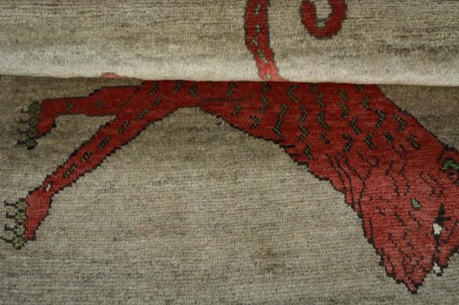 Full view of 2000s Persian Gabbeh rug from Iran / Persia, 115 × 82 cm in Brown tones