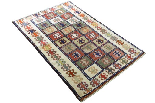 Close-up detail of 2000s Persian Gabbeh rug from Iran / Persia showing Wool weave