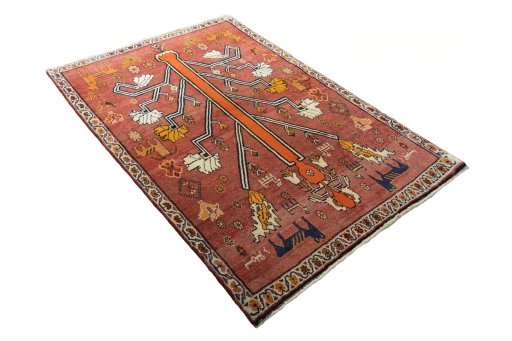 Close-up detail of 2000s Persian Gabbeh rug from Iran / Persia showing Wool weave