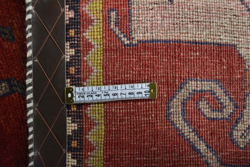 Close-up detail of 2000s Persian Gabbeh rug from Iran / Persia showing Wool weave