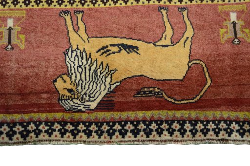 Central medallion detail of 2000s Persian Gabbeh rug from Iran / Persia