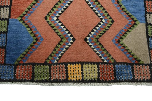 Central medallion detail of 2000s Persian Gabbeh rug from Iran / Persia