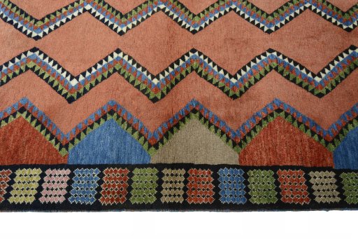 Close-up detail of 2000s Persian Gabbeh rug from Iran / Persia showing Wool weave