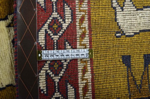Close-up detail of 2000s Persian Gabbeh rug from Iran / Persia showing Wool weave