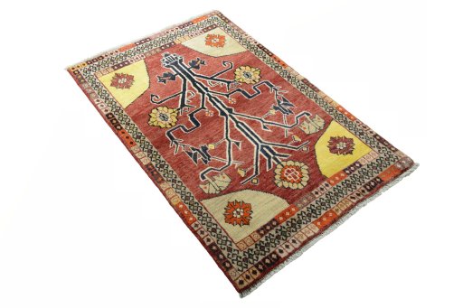 Close-up detail of 2000s Persian Gabbeh rug from Iran / Persia showing Wool weave