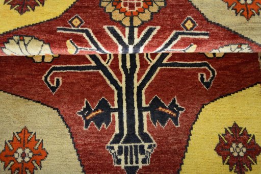 Full view of 2000s Persian Gabbeh rug from Iran / Persia, 154 × 102 cm in Red tones