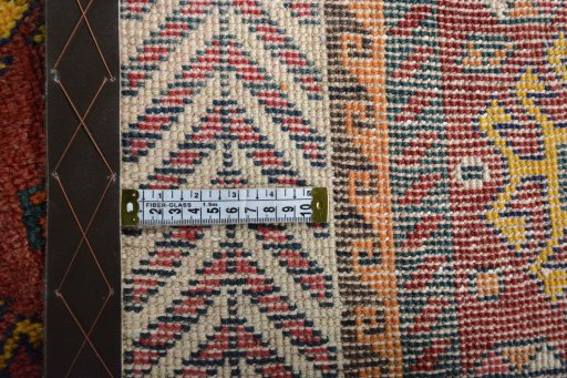 Close-up detail of 2000s Persian Gabbeh rug from Iran / Persia showing Wool weave