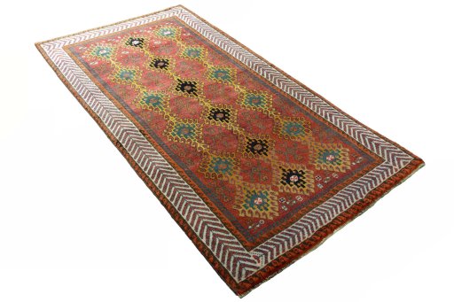 Close-up detail of 2000s Persian Gabbeh rug from Iran / Persia showing Wool weave