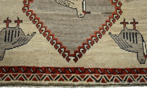 Central medallion detail of 2000s Persian Gabbeh rug from Iran / Persia