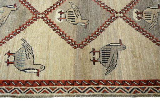 Close-up detail of 2000s Persian Gabbeh rug from Iran / Persia showing Wool weave