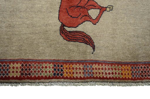 Central medallion detail of 2000s Persian Gabbeh rug from Iran / Persia