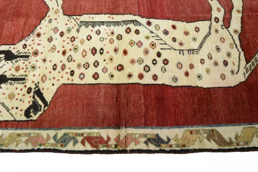 Close-up detail of 2000s Persian Gabbeh rug from Iran / Persia showing Wool weave
