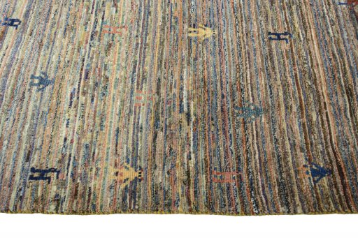 Close-up detail of 2000s Persian Gabbeh rug from Iran / Persia showing Wool weave