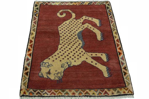 Surface texture of Unknown Persian Gabbeh rug with natural Wool and intricate pattern