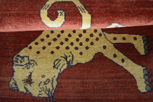 Full view of Unknown Persian Gabbeh rug from Iran / Persia, 117 × 87 cm in Red tones